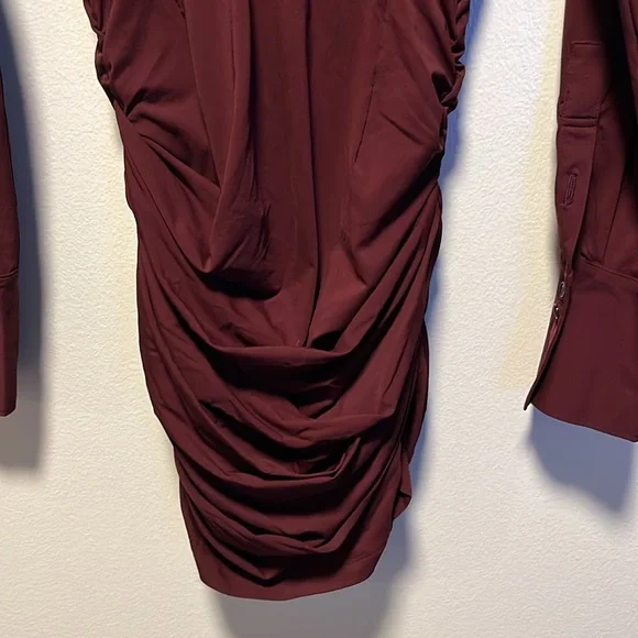 ADAPTE (NWT) Jamie Button Up Long Sleeve Mini Dress, Burgundy, Size XS - Picture 10 of 13
